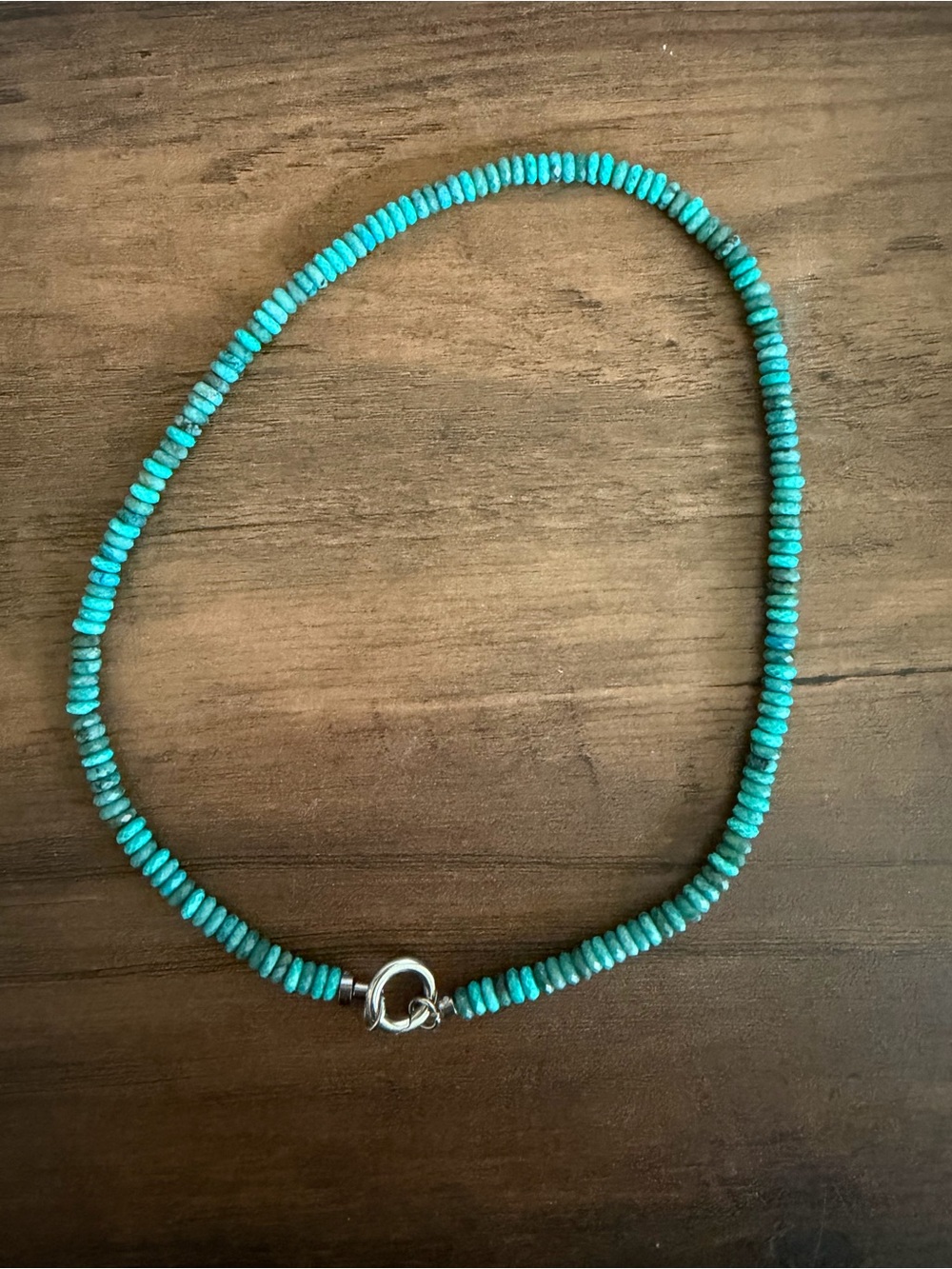 Oh Clementine Turquoise-Colored Stone Beaded Necklace with Silver Clasp